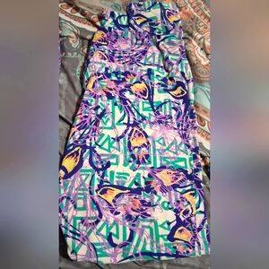 LulaRoe Tc Tall & Curvy Leggings Flowers Pink Purple Teal